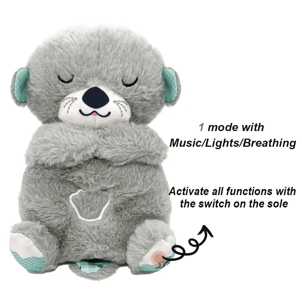 Baby Plush Doll Breathing Bear Soothing Sleep Playmate white Otter Toy Kids Music Sleeping Companion Sound Light Doll Toy Gift