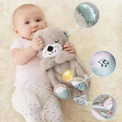 Baby Plush Doll Breathing Bear Soothing Sleep Playmate white Otter Toy Kids Music Sleeping Companion Sound Light Doll Toy Gift