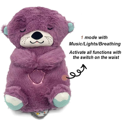 Baby Plush Doll Breathing Bear Soothing Sleep Playmate white Otter Toy Kids Music Sleeping Companion Sound Light Doll Toy Gift