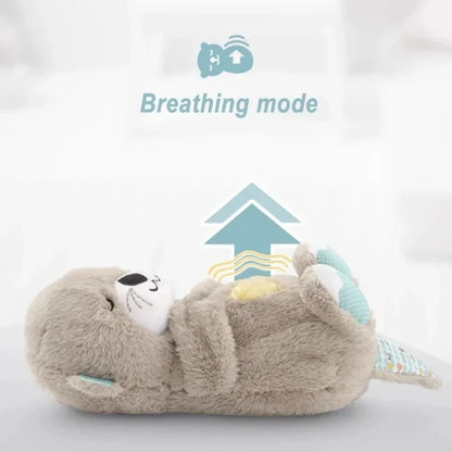 Baby Plush Doll Breathing Bear Soothing Sleep Playmate white Otter Toy Kids Music Sleeping Companion Sound Light Doll Toy Gift