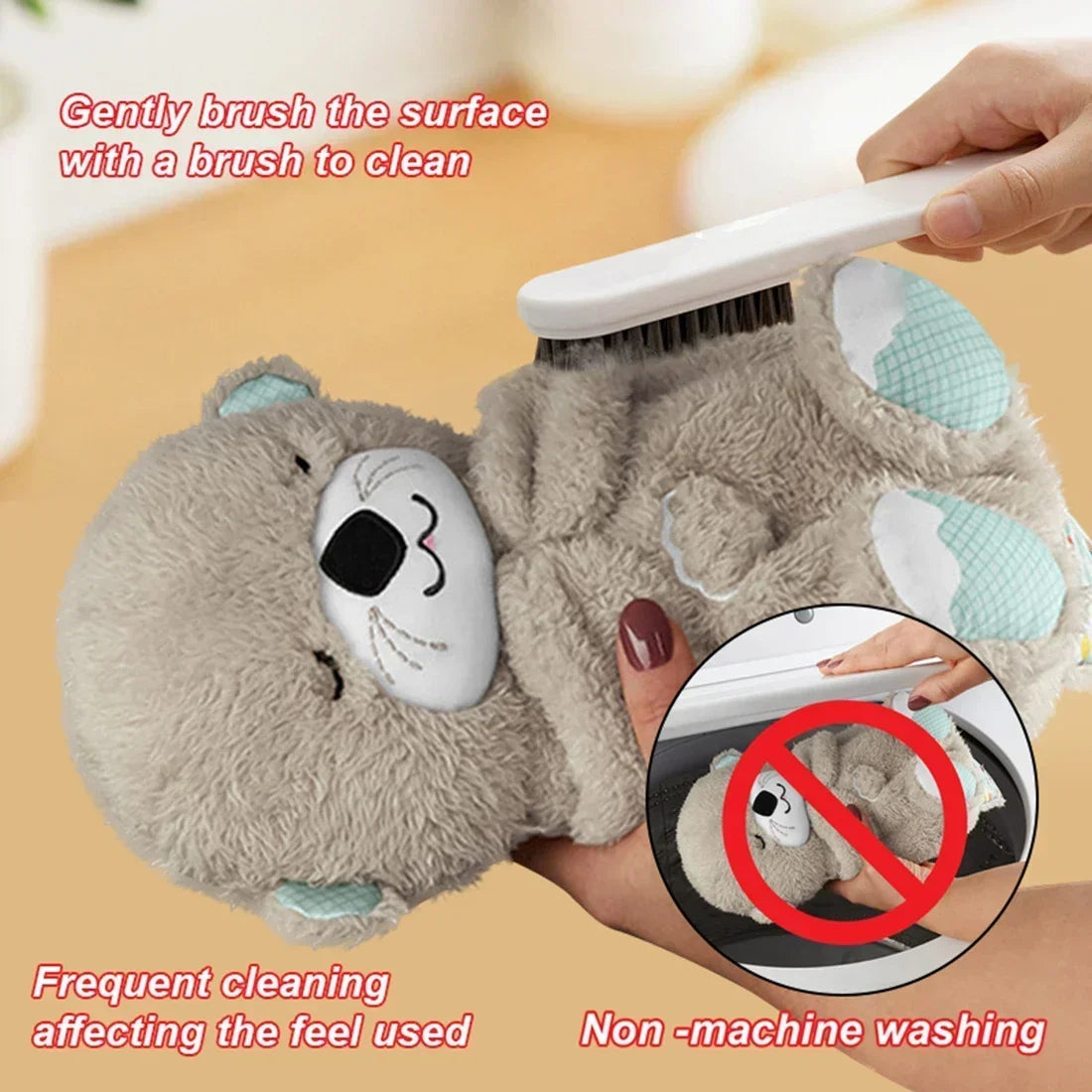 Baby Plush Doll Breathing Bear Soothing Sleep Playmate white Otter Toy Kids Music Sleeping Companion Sound Light Doll Toy Gift